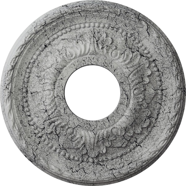 Ekena Millwork Palmetto Medallion (Canopies up to 4 7/8"), 12 1/8"OD x 3 1/2"ID x 1"P, Ultra Pure White Crackle CM12PMUWC - main